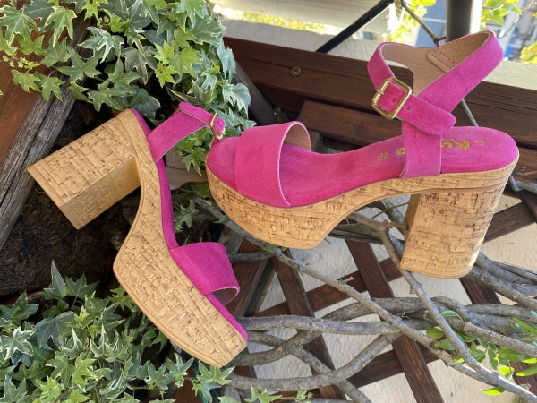 Kukka 6121 sandalo monofascia fuxia con fondo sughero