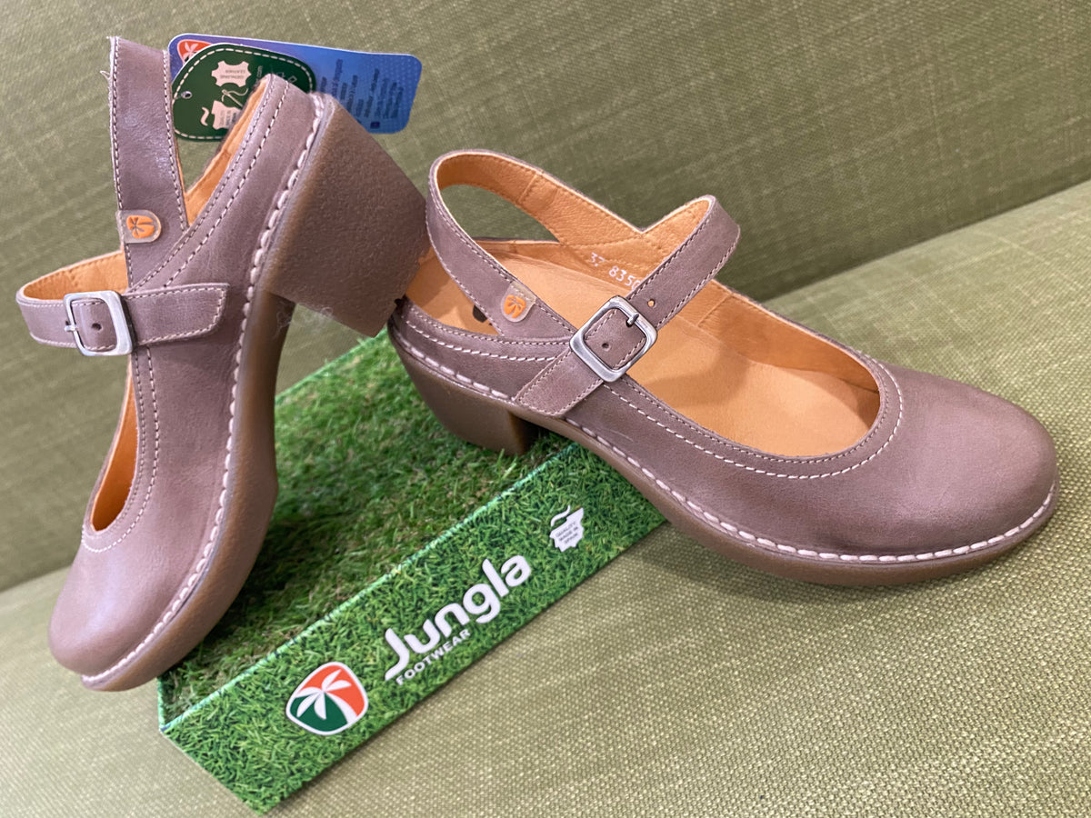 Jungla 8350 Mary-Jane a tacco medio in pelle color marrone
