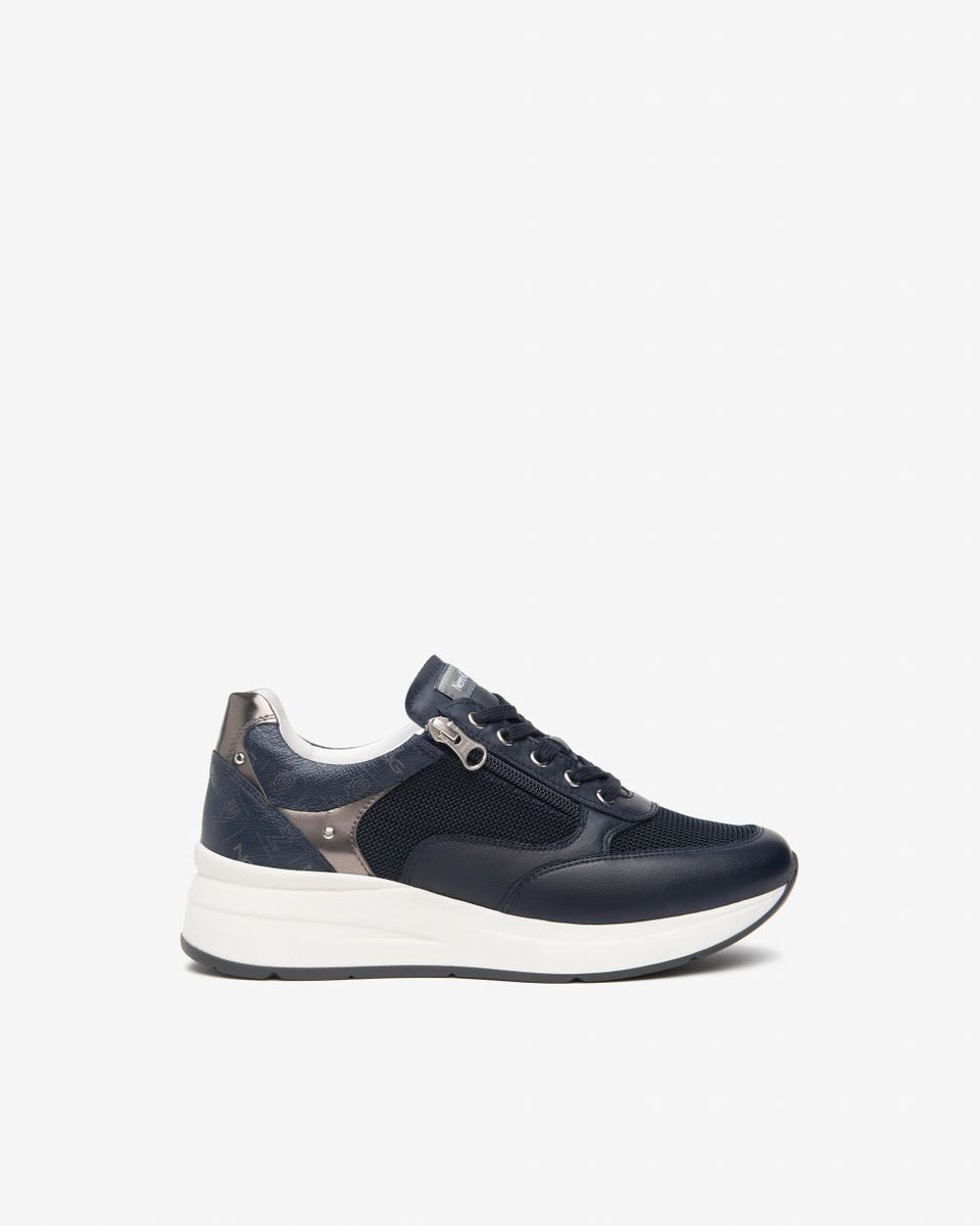 Sneakers Donna in Pelle e Materiale Tecnico Nero Calzature
