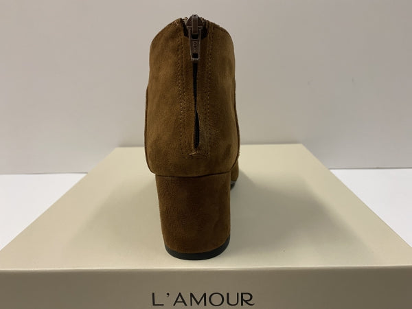 L'AMOUR 108 STIVALETTO IN PELLE SCAMOSCIATA CUOIO CON TACCO FASCIATO