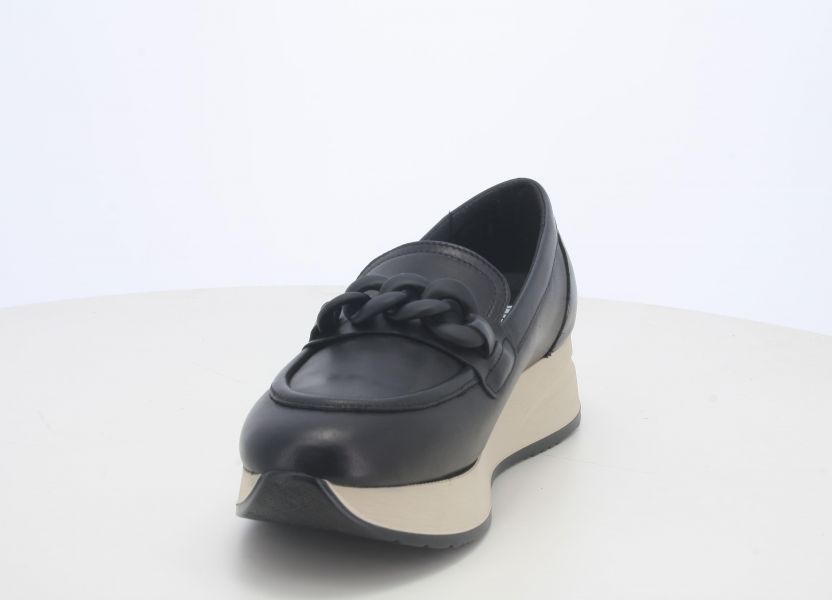 MELLUSO R25066 MOCASSINO IN PELLE NERO CON PLANTARE ESTRAIBILE