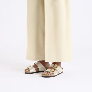 Birkenstock 1029492 Sydney Luxe Buckle Birko-Flor - Graceful Pearl White