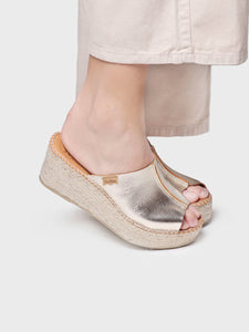 Toni Pons Ivonne espadrillas in pelle aperte dietro platino