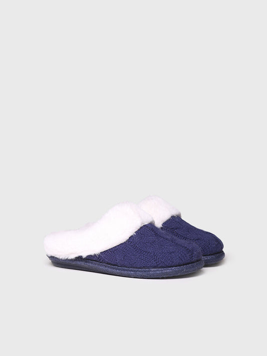 Toni Pons Deli-Sc pantofole in tessuto intrecciato e pelo sintetico blù