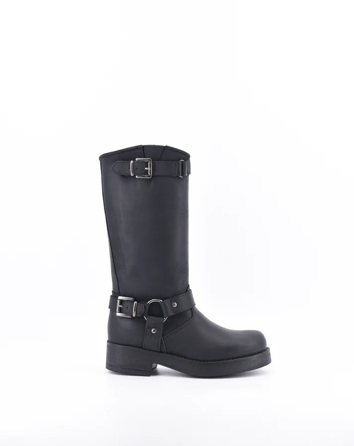 Stelio Malori 2000 stivale biker in pelle nero