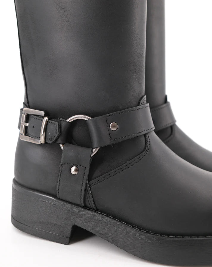 Stelio Malori 2000 stivale biker in pelle nero