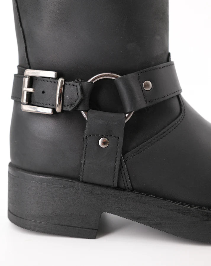 Stelio Malori 2000 stivale biker in pelle nero