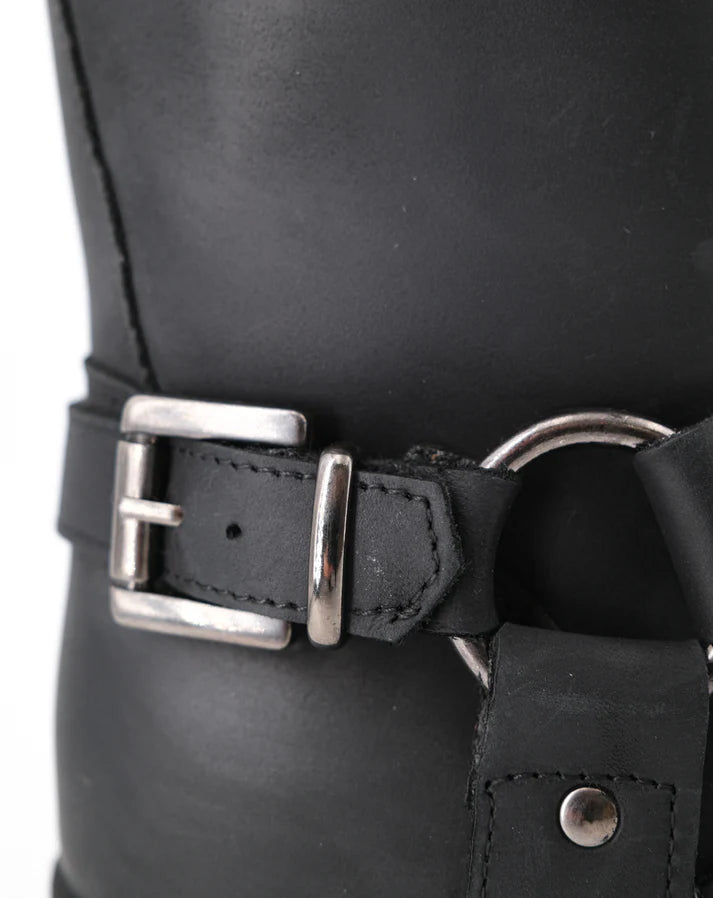 Stelio Malori 2000 stivale biker in pelle nero