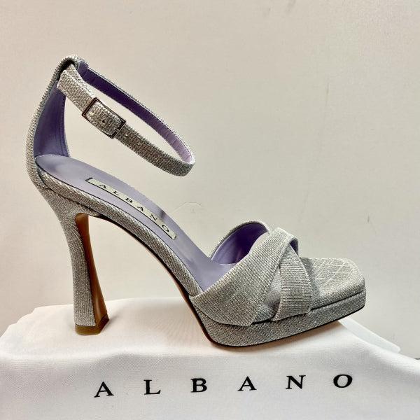 ALBANO 3236/3 SANDALO CON PLATEAU DOPPIA FASCIA E CINTURINO ARGENTO