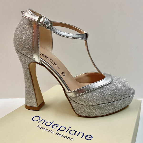 ONDE 7861 DECOLLETE CON CINTURINO GLITTER ARGENTO