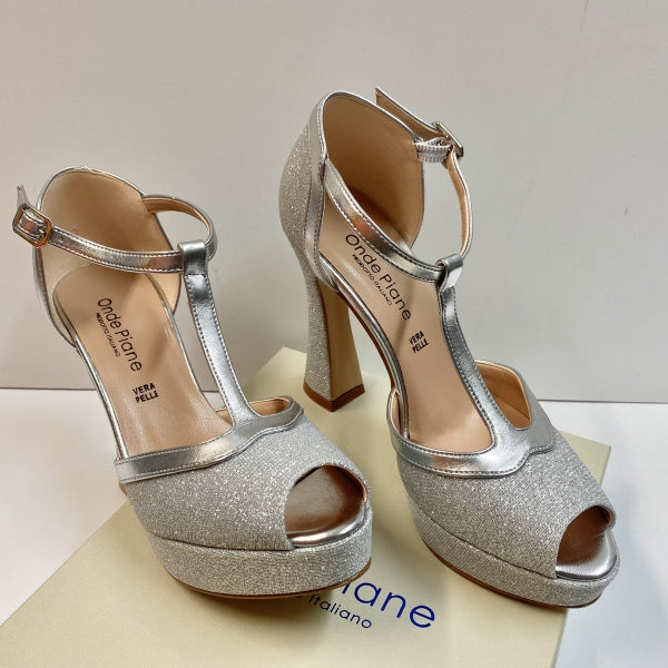 ONDE 7861 DECOLLETE CON CINTURINO GLITTER ARGENTO