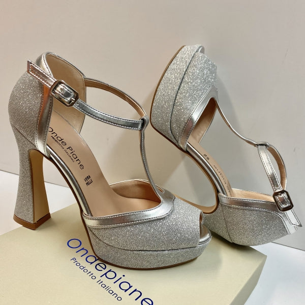 ONDE 7861 DECOLLETE CON CINTURINO GLITTER ARGENTO