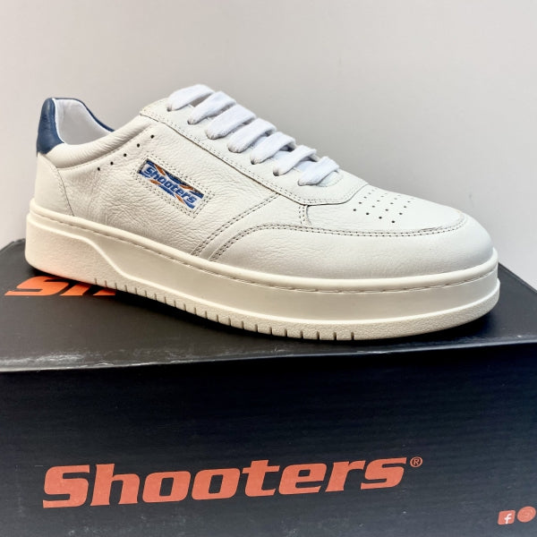 SHOOTERS S5584 SNEAKERS UOMO BIANCO CON PROFILI BLU