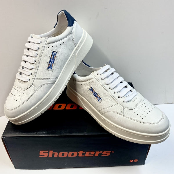 SHOOTERS S5584 SNEAKERS UOMO BIANCO CON PROFILI BLU