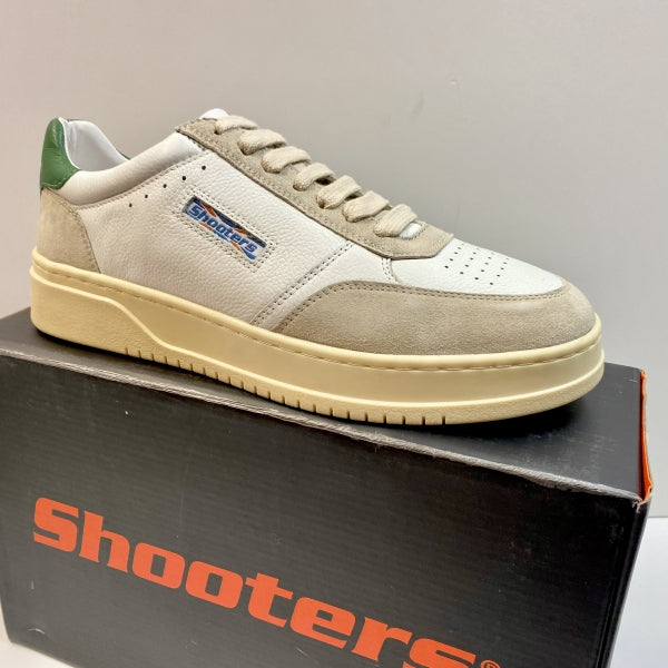 SHOOTERS S5584 SNEAKERS UOMO BIANCO/TAUPE CON PROFILO VERDE