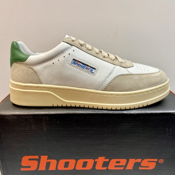 SHOOTERS S5584 SNEAKERS UOMO BIANCO/TAUPE CON PROFILO VERDE