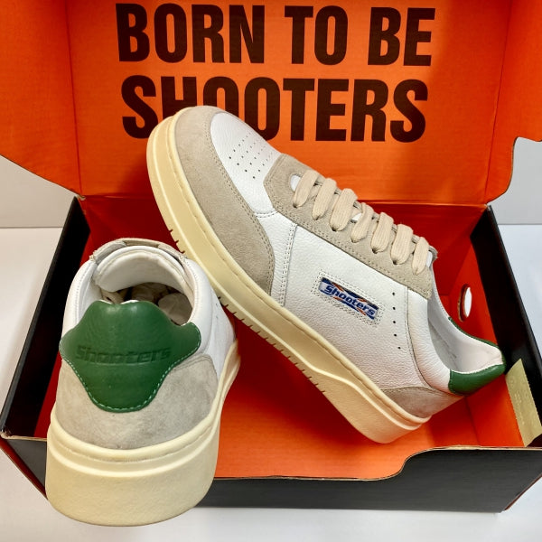 SHOOTERS S5584 SNEAKERS UOMO BIANCO/TAUPE CON PROFILO VERDE