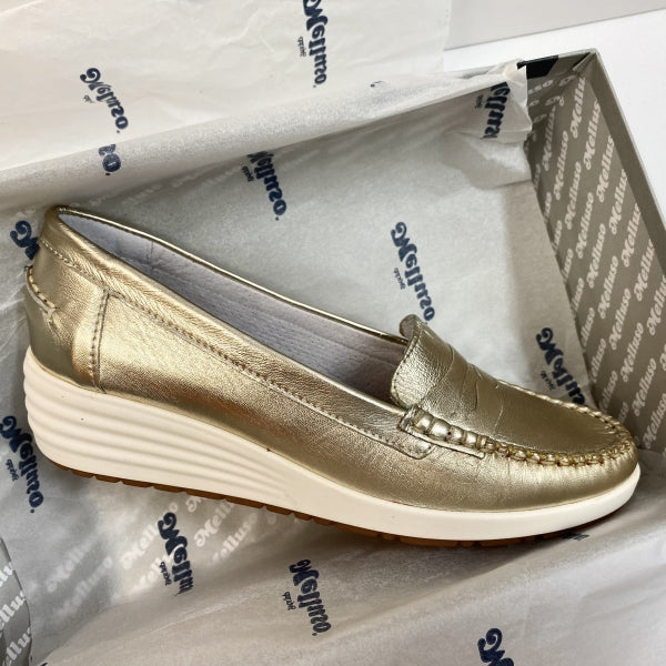 MELLUSO 01028 MOCASSINO IN PELLE LAMINATA AVANA DM CALZATURE