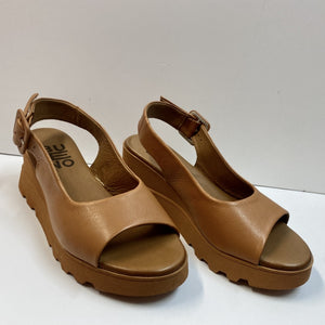 BUENO Y8600 SANDALO DONNA CON ZEPPA IN PELLE CUOIO