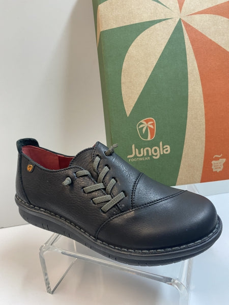 JUNGLA 7579 SCARPA STRINGATA DONNA IN PELLE NERO