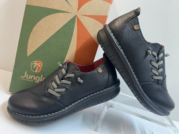 JUNGLA 7579 SCARPA STRINGATA DONNA IN PELLE NERO