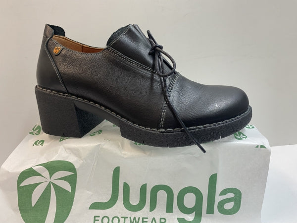 JUNGLA 8124 SCARPA STRIGATA CON TACCO IN PELLE NERO