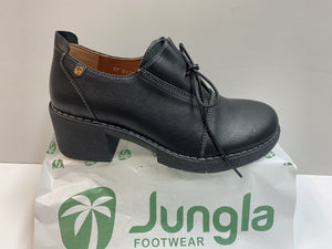 JUNGLA 8124 SCARPA STRIGATA CON TACCO IN PELLE NERO