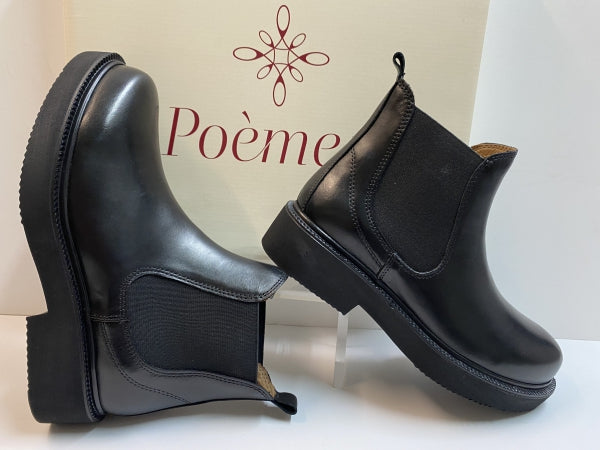 POEME MR04 STIVALETTI CHELSEA DONNA IN PELLE NERO