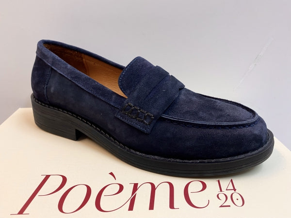 POEME V01 MOCASSINO DONNA IN CAMOSCIO BLU