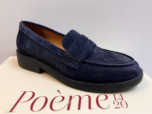 POEME V01 MOCASSINO DONNA IN CAMOSCIO BLU