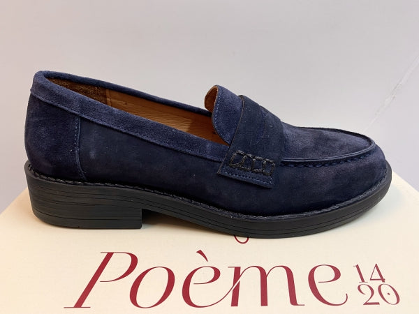 POEME V01 MOCASSINO DONNA IN CAMOSCIO BLU