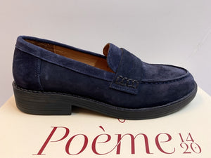 POEME V01 MOCASSINO DONNA IN CAMOSCIO BLU