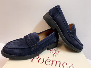POEME V01 MOCASSINO DONNA IN CAMOSCIO BLU