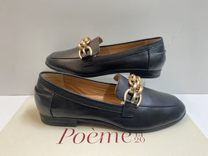 POEME BR14 MOCASSINO DONNA CON MORSETTO A CATENA IN PELE NERO