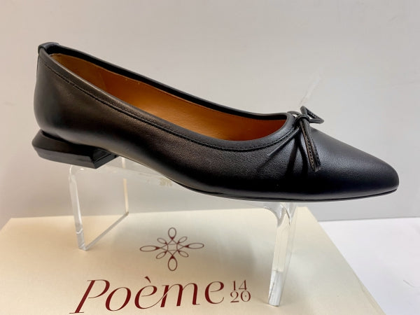 POEME MS17 DECOLLETE BASSO CON FIOCCO IN PELLE NERO