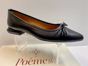 POEME MS17 DECOLLETE BASSO CON FIOCCO IN PELLE NERO