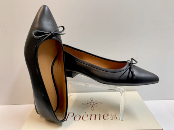 POEME MS17 DECOLLETE BASSO CON FIOCCO IN PELLE NERO