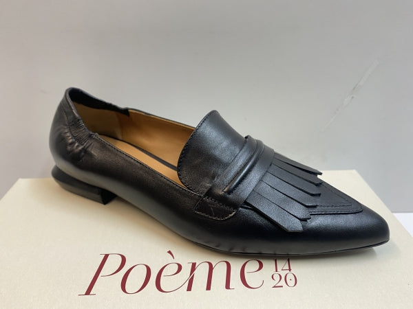 POEME MS15 MOCASSINO BASSO CON FRANGE IN PELLE NERO