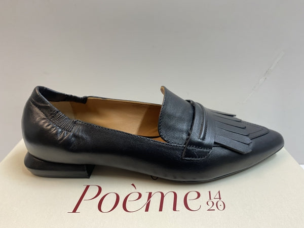 POEME MS15 MOCASSINO BASSO CON FRANGE IN PELLE NERO