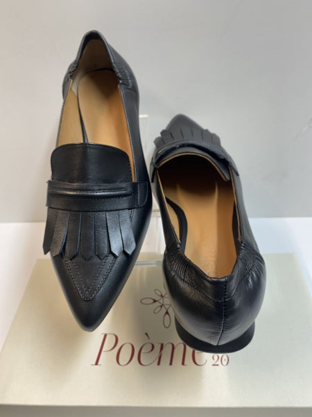 POEME MS15 MOCASSINO BASSO CON FRANGE IN PELLE NERO