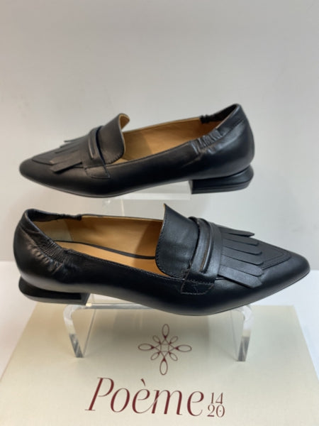 POEME MS15 MOCASSINO BASSO CON FRANGE IN PELLE NERO
