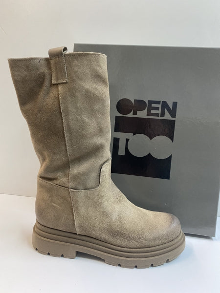 OPEN TOO NICOL 25 STIVALE DONNA IN PELLE SCAMOSCIATA TAUPE