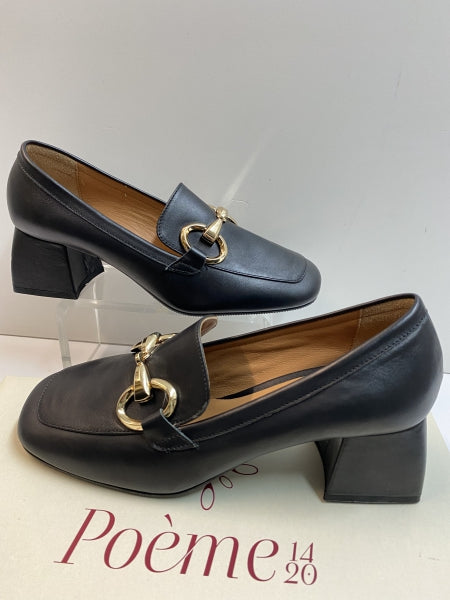 POEME YEL10 MOCASSINO DONNA CON MORSETTO IN PELLE NERO