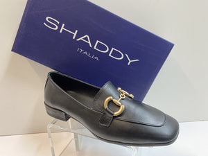 SHADDY 132235149 MOCASSINO DONNA IN PELLE NERO CON MORSETTO DORATO