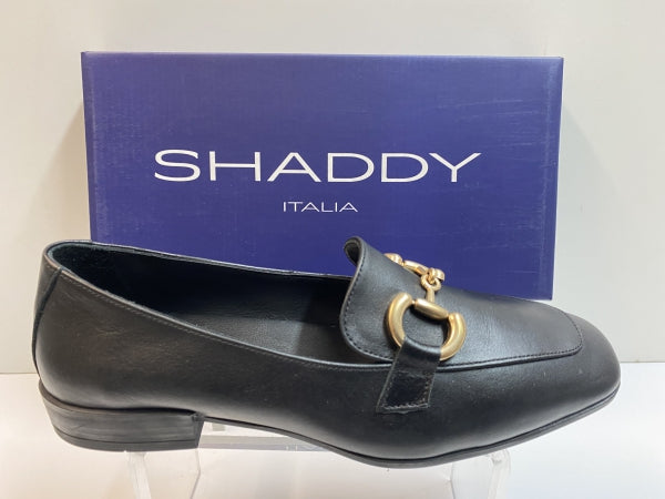 SHADDY 132235149 MOCASSINO DONNA IN PELLE NERO CON MORSETTO DORATO