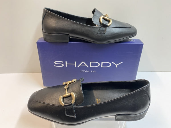 SHADDY 132235149 MOCASSINO DONNA IN PELLE NERO CON MORSETTO DORATO