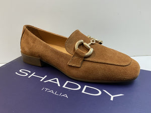 SHADDY 132235149 MOCASSINO DONNA IN PELLE SCAMOSCIATA COGNAC CON MORSETTO DORATO