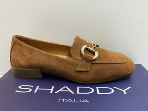 SHADDY 132235149 MOCASSINO DONNA IN PELLE SCAMOSCIATA COGNAC CON MORSETTO DORATO