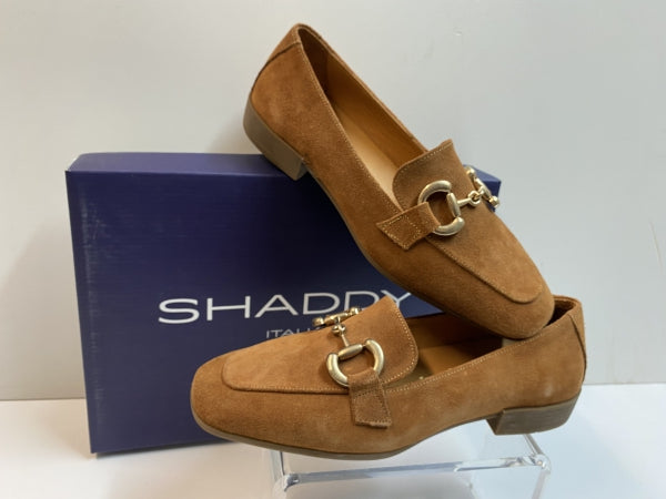 SHADDY 132235149 MOCASSINO DONNA IN PELLE SCAMOSCIATA COGNAC CON MORSETTO DORATO