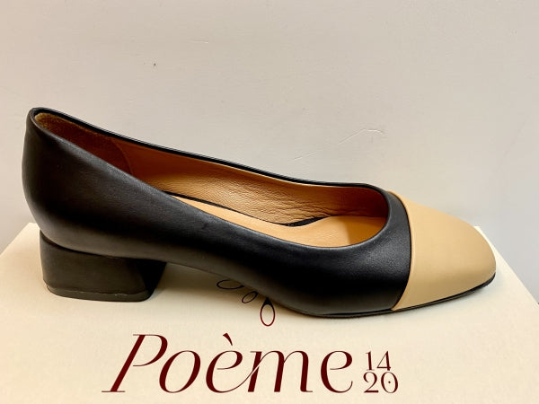 POEME E02DECOLLETE DONNA BASSO BICOLORE NERO/NOCCIOLA